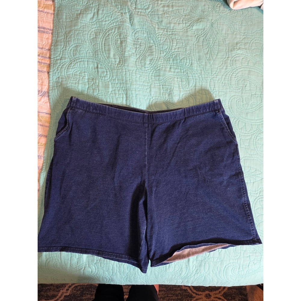 Pure Jill Indigo Knit Denim Shorts XL Petite Blue French Terry Pull On KPT165222